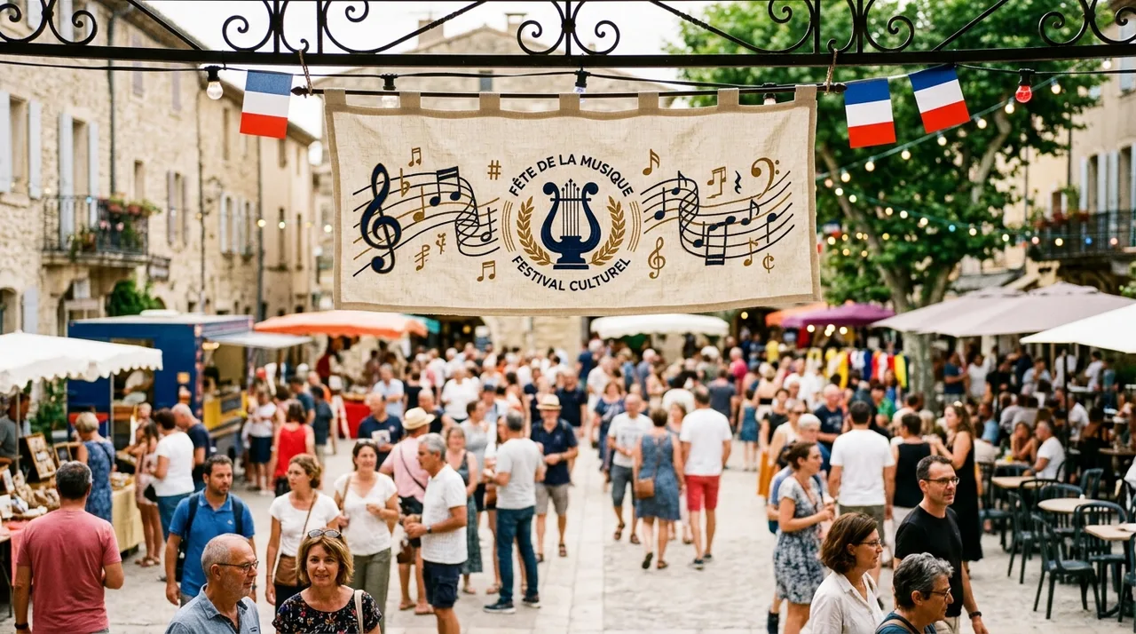 Bannière officielle THE LIONS BAND lors d'un rassemblement culturel citoyen